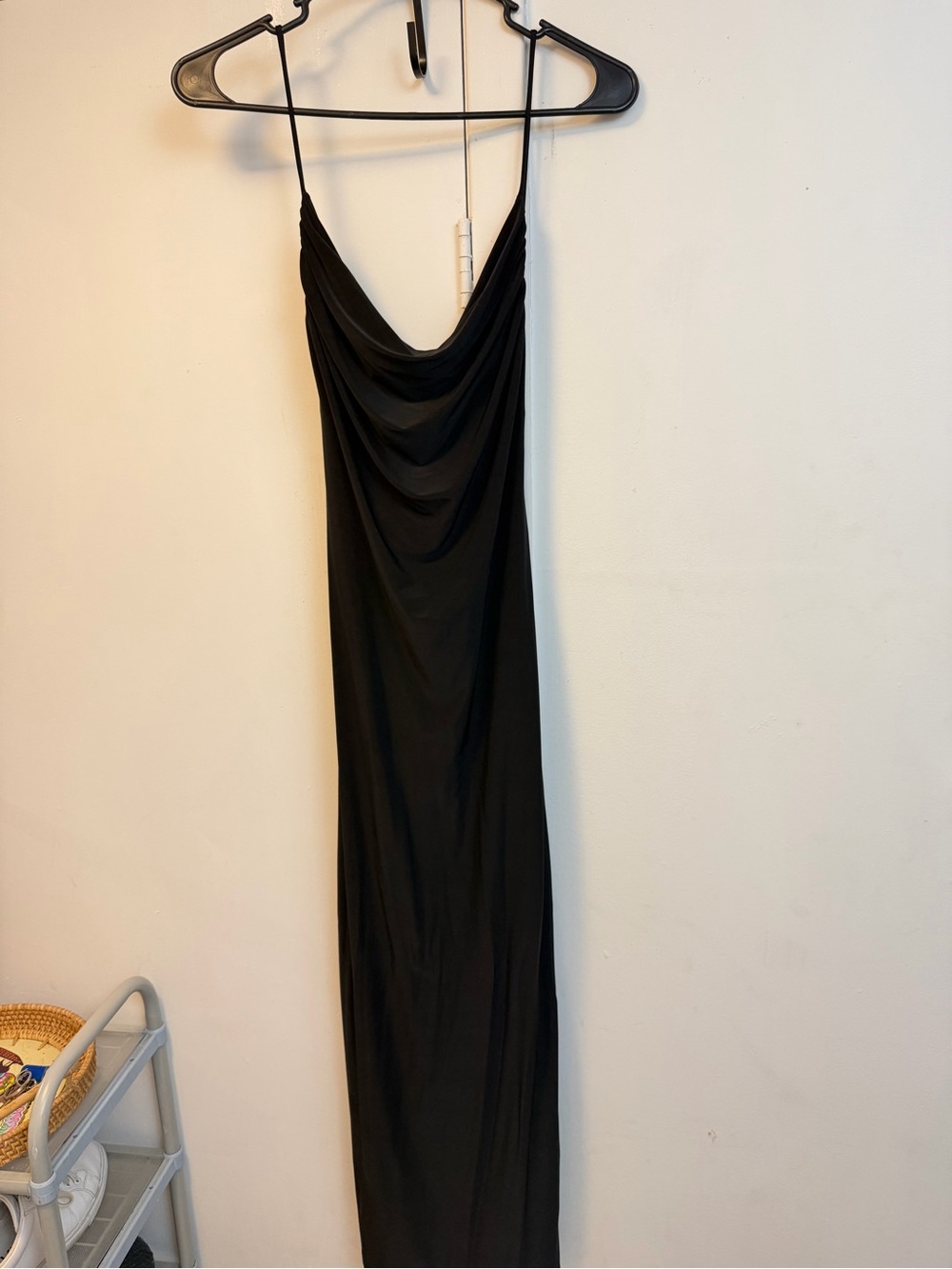 Sleek Black Cowl-Neck Maxi Slip Dress
